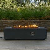 60000 BTU 60" Black Magnesium Oxide Propane Rectangular Fire Pit Table With Cover