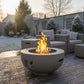 40000 BTU 28" Gray Magnesium Oxide Propane Round Fire Pit Table With Cover