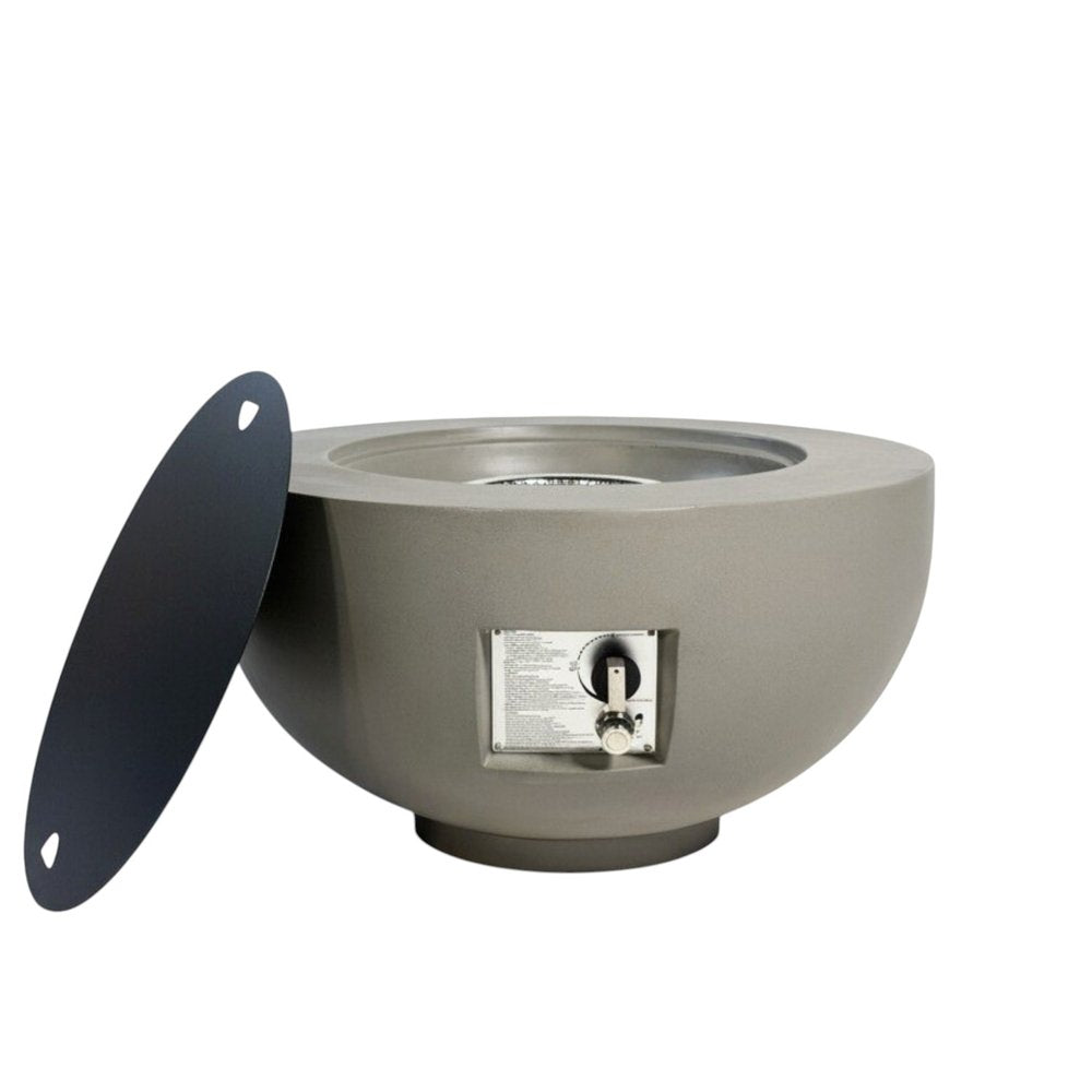 40000 BTU 28" Gray Magnesium Oxide Propane Round Fire Pit Table With Cover