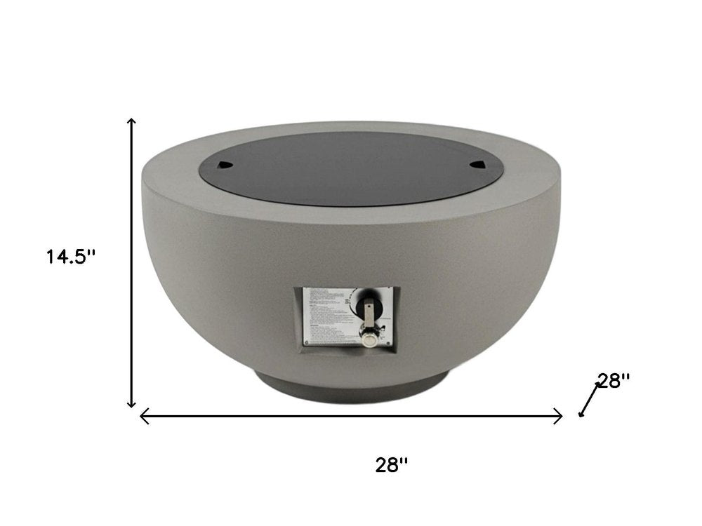 40000 BTU 28" Gray Magnesium Oxide Propane Round Fire Pit Table With Cover