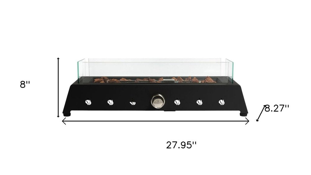 40000 BTU 28" Black Steel Propane Rectangular Fire Pit