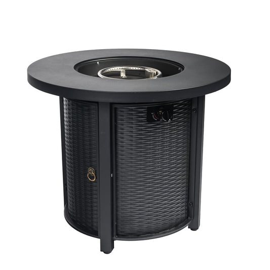 50000 BTU 30" Black Steel Propane Round Fire Pit