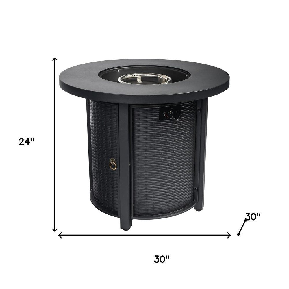 50000 BTU 30" Black Steel Propane Round Fire Pit Table