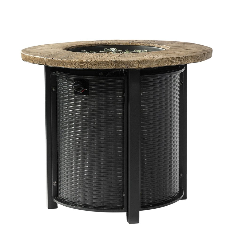 50000 BTU 30" Black And Brown Steel Propane Round Fire Pit Table