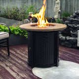 50000 BTU 30" Black And Brown Steel Propane Round Fire Pit Table