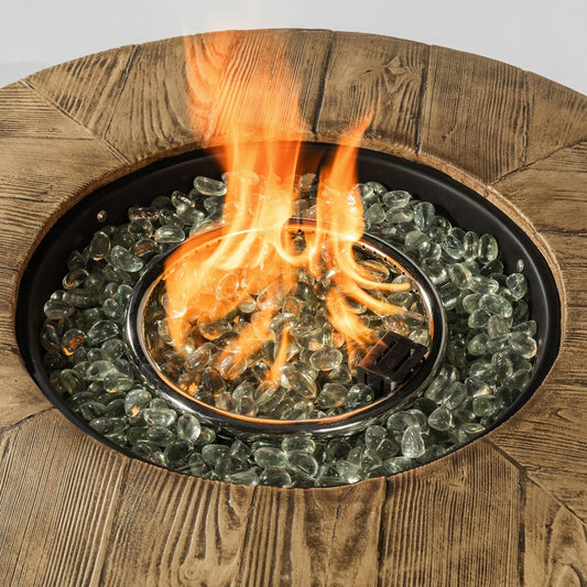 50000 BTU 30" Black And Brown Steel Propane Round Fire Pit