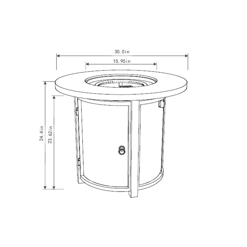50000 BTU 30" Black And Brown Steel Propane Round Fire Pit Table