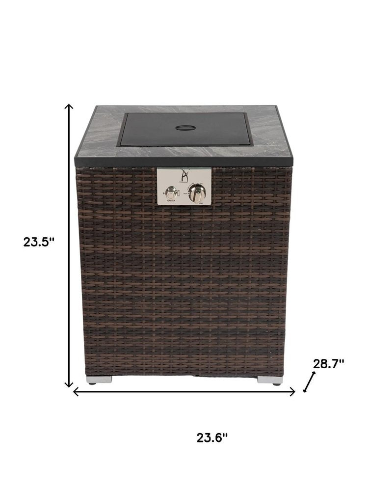 50000 BTU 24" Espresso Wicker Propane Rectangular Fire Pit Table