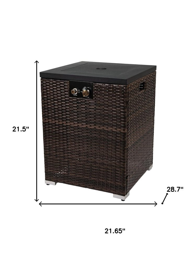 50000 BTU 22" Brown Wicker Propane Rectangular Fire Pit