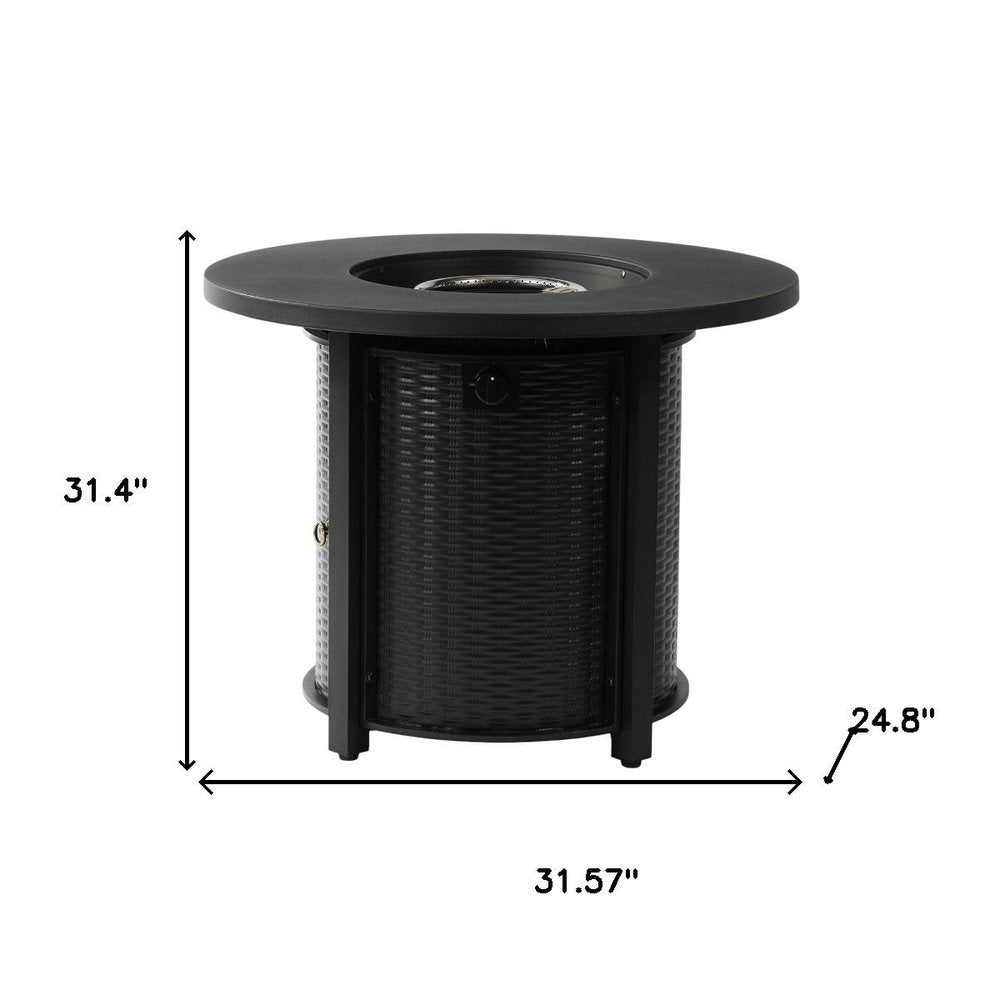50000 BTU 32" Black Steel Propane Round Fire Pit Table