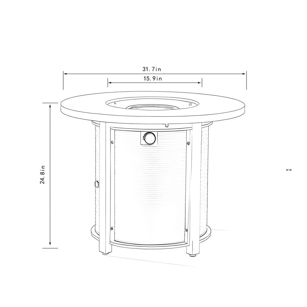 50000 BTU 32" Black Steel Propane Round Fire Pit Table