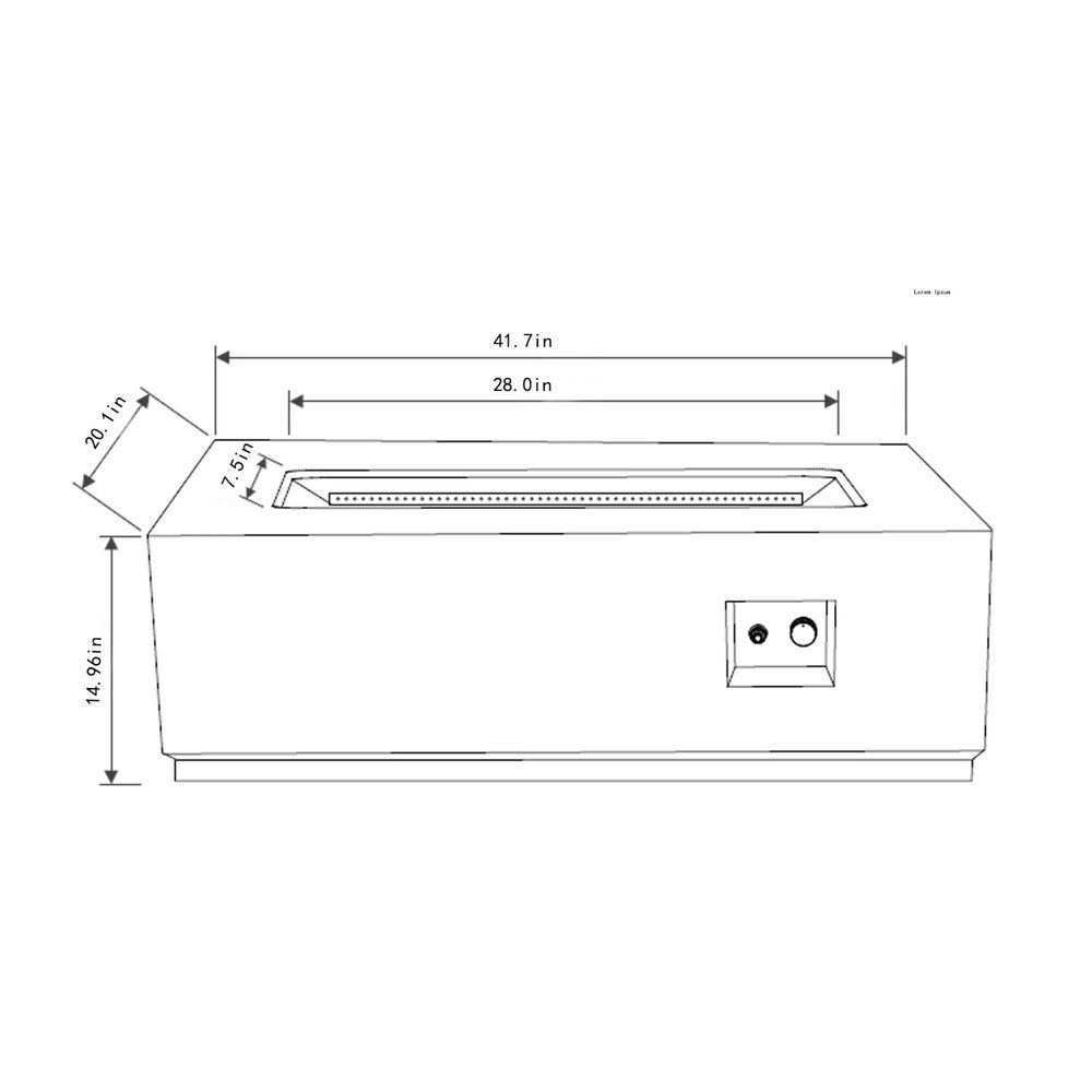50000 BTU 42" Gray Steel Propane Rectangular Fire Pit Table With Cover