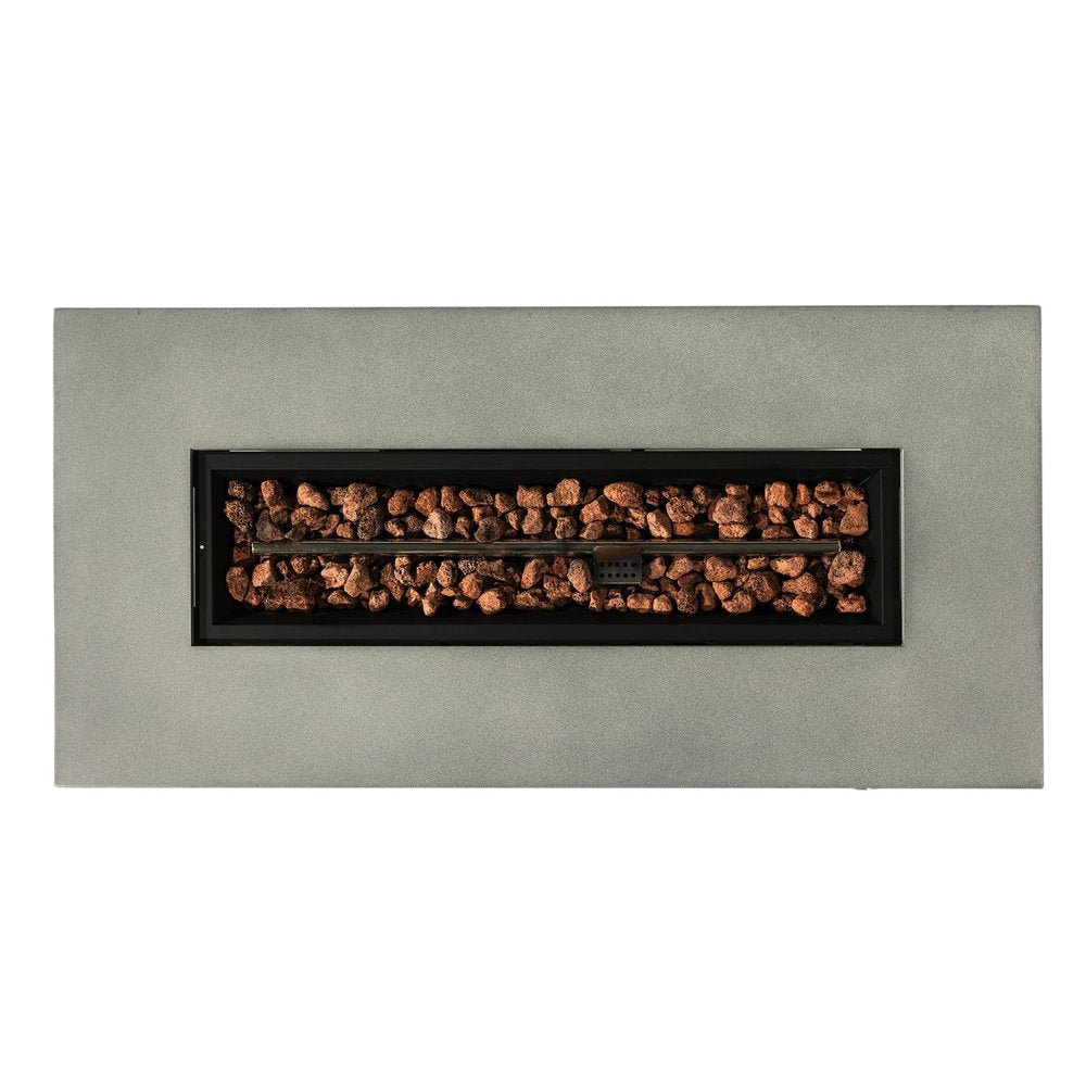 50000 BTU 42" Gray Steel Propane Rectangular Fire Pit Table With Cover