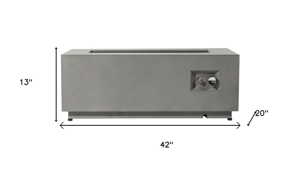 50000 BTU 42" Gray Steel Propane Rectangular Fire Pit Table With Cover