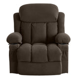 40" Brown Tufted Polyester Blend Heated Massage Swivel Rocker Recliner With USB