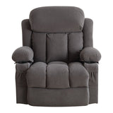 40" Gray Tufted Polyester Blend Heated Massage Swivel Rocker Recliner With USB