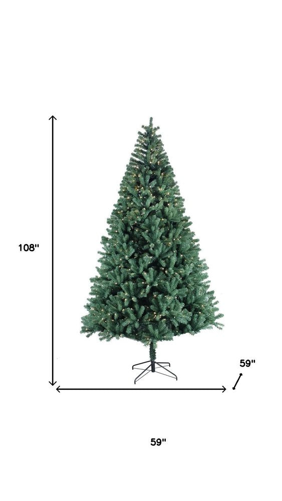 9' Pre Lit Full Spruce Christmas Tree