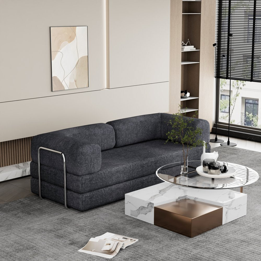 82" Gray Chenille Convertible Futon Sleeper Sofa