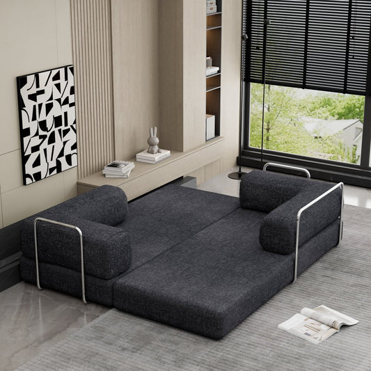 82" Gray Chenille Convertible Futon Sleeper Sofa