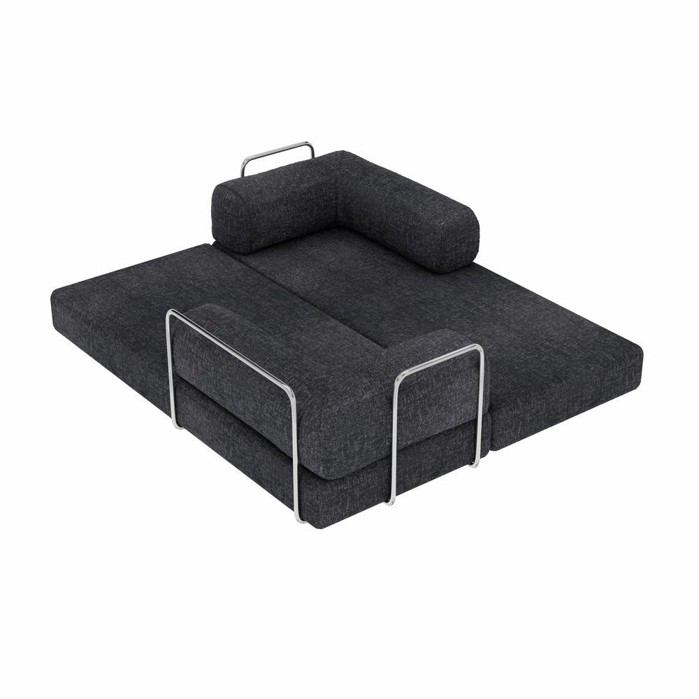 82" Gray Chenille Convertible Futon Sleeper Sofa