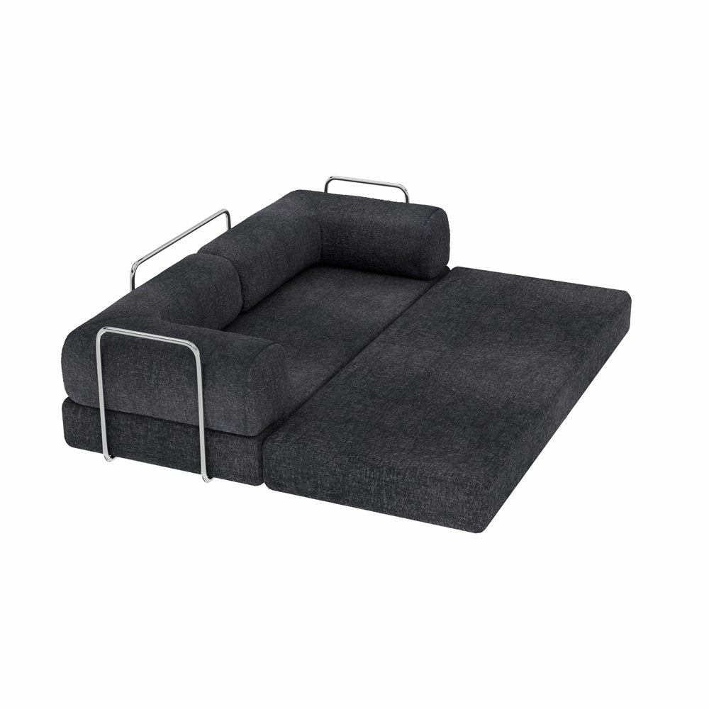 82" Gray Chenille Convertible Futon Sleeper Sofa