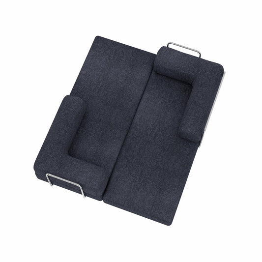 82" Blue Chenille Convertible Futon Sleeper Sofa