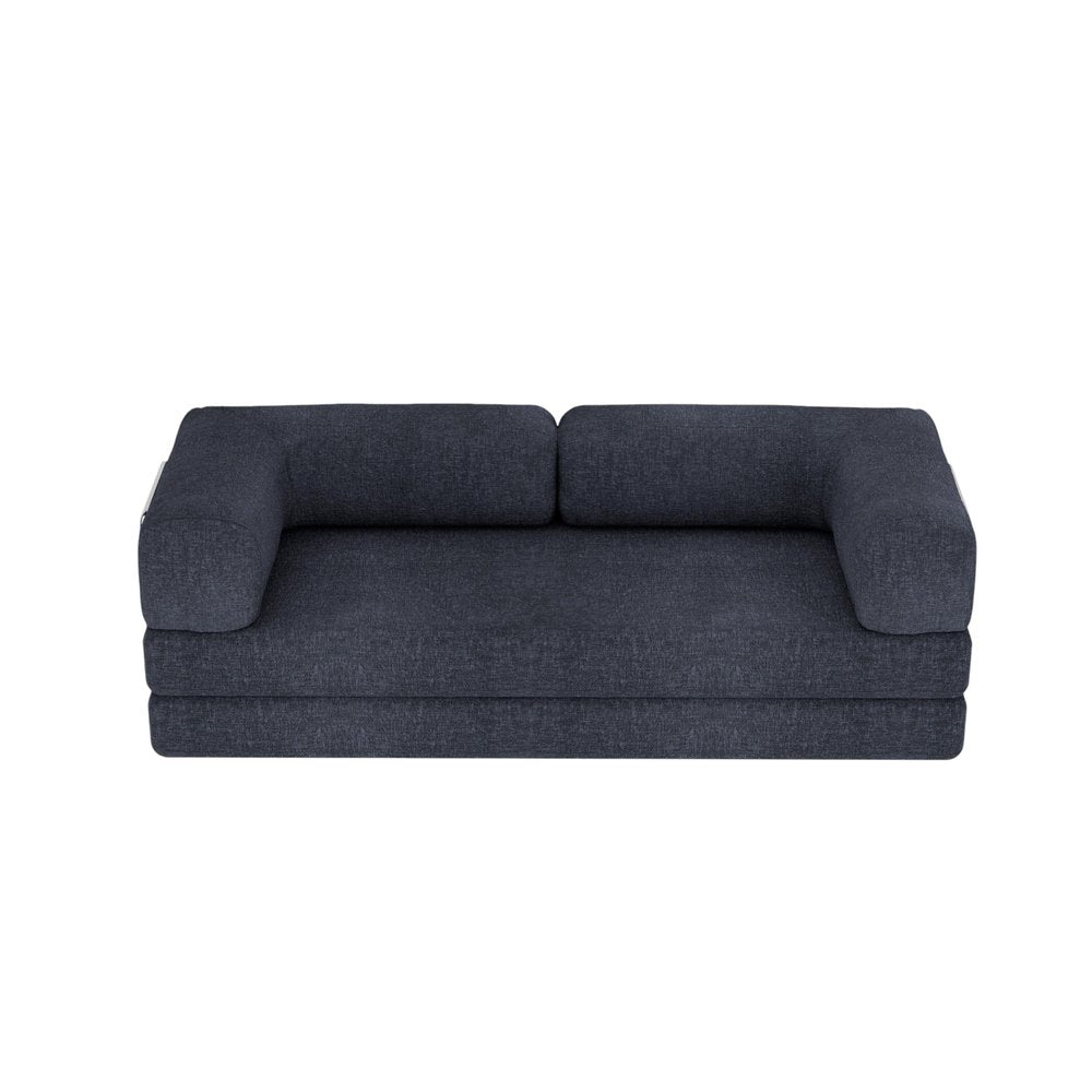 82" Blue Chenille Convertible Futon Sleeper Sofa