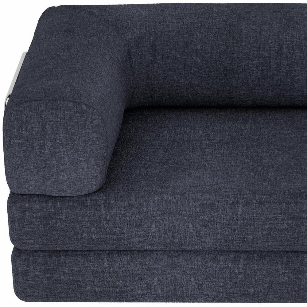 82" Blue Chenille Convertible Futon Sleeper Sofa