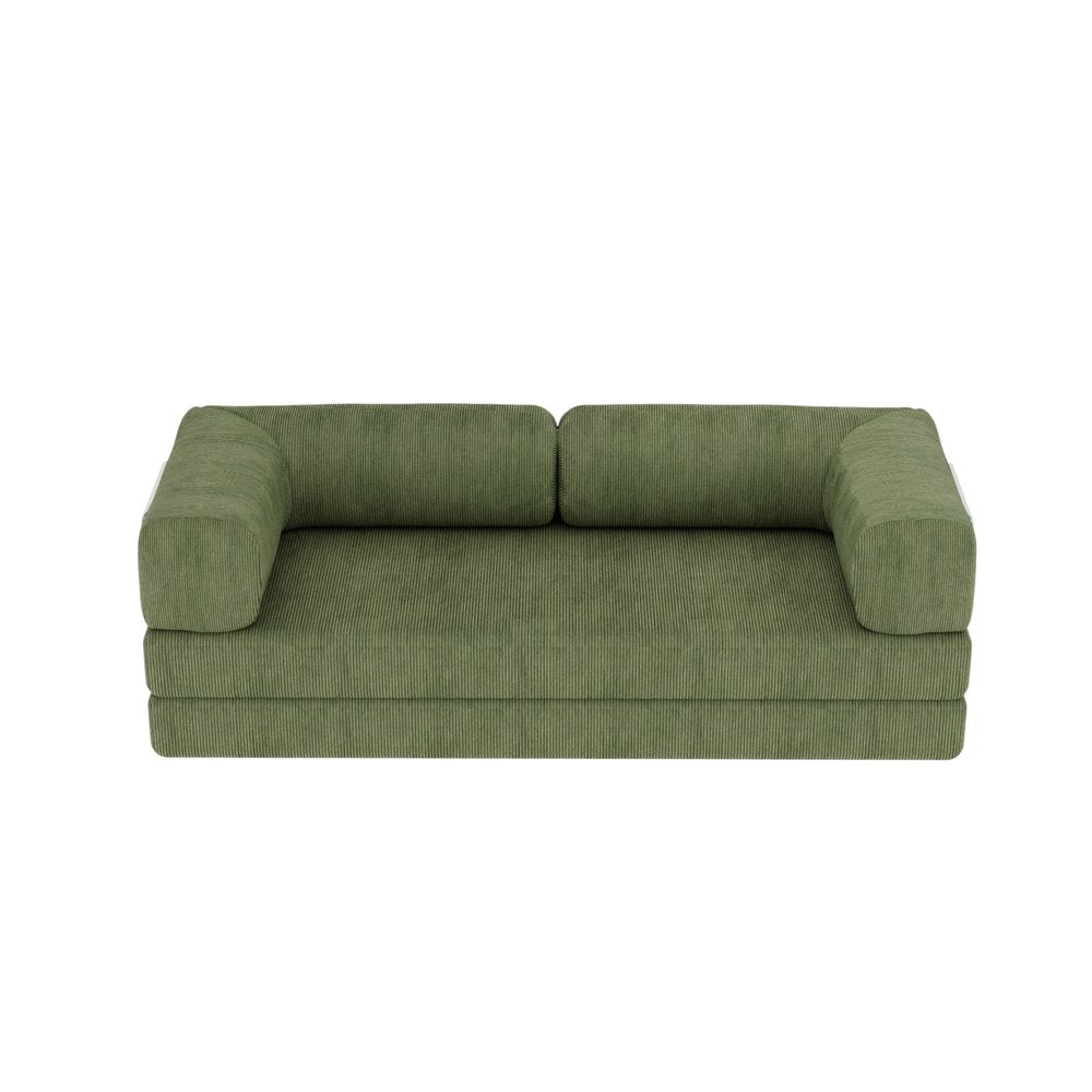 82" Green Corduroy Convertible Futon Sleeper Sofa
