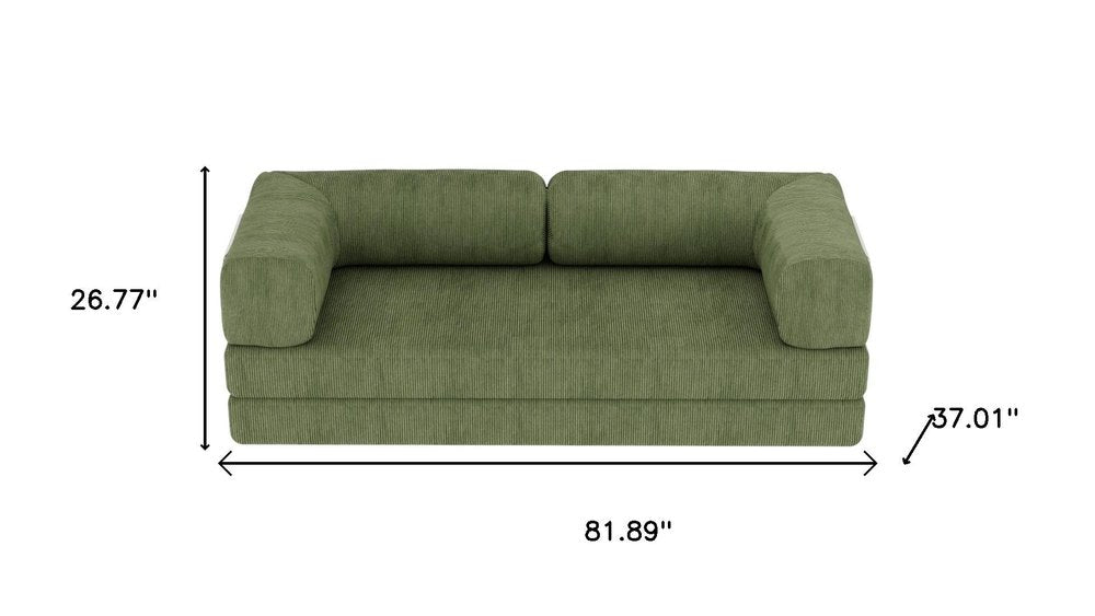 82" Green Corduroy Convertible Futon Sleeper Sofa