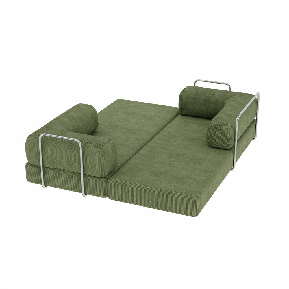 82" Green Corduroy Convertible Futon Sleeper Sofa