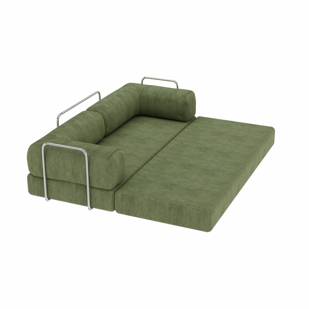 82" Green Corduroy Convertible Futon Sleeper Sofa