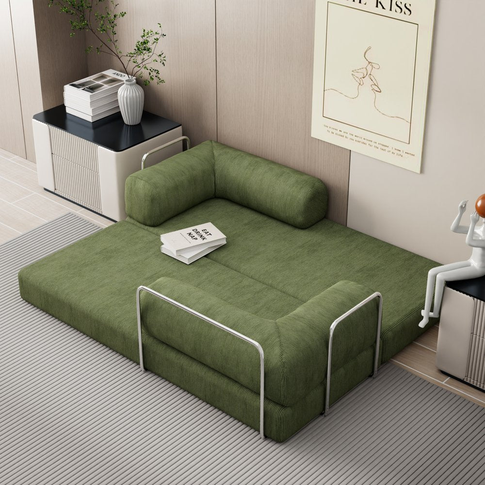 82" Green Corduroy Convertible Futon Sleeper Sofa