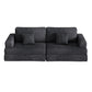 94" Gray Chenille Modular Stainless Steel Sleeper Sofa With Toss Pillows
