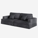 94" Gray Chenille Modular Stainless Steel Sleeper Sofa With Toss Pillows