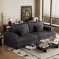 94" Gray Chenille Modular Stainless Steel Sleeper Sofa With Toss Pillows