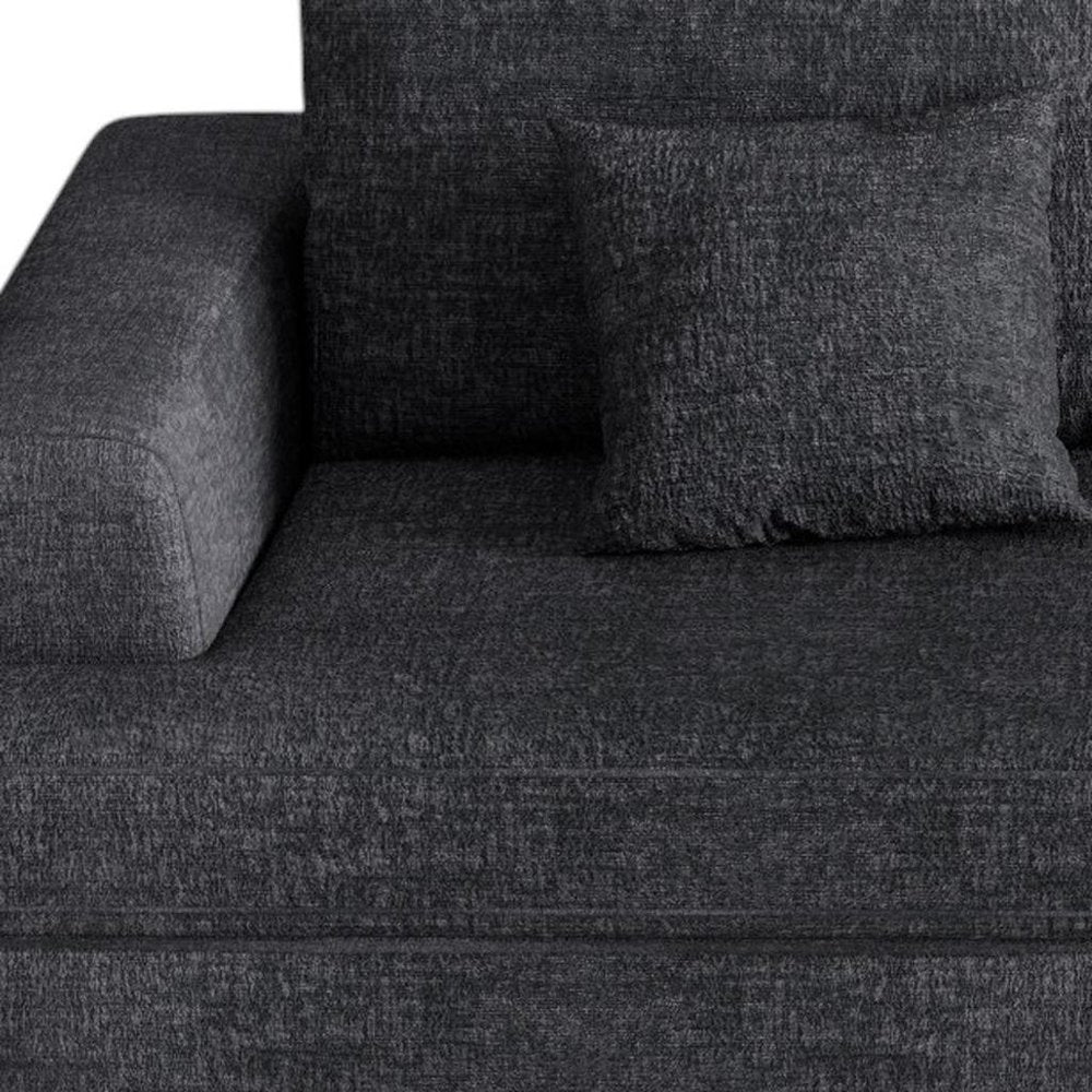 94" Gray Chenille Modular Stainless Steel Sleeper Sofa With Toss Pillows