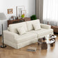 94" White Chenille Modular Stainless Steel Sleeper Sofa With Toss Pillows