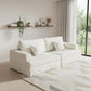 94" White Chenille Modular Stainless Steel Sleeper Sofa With Toss Pillows