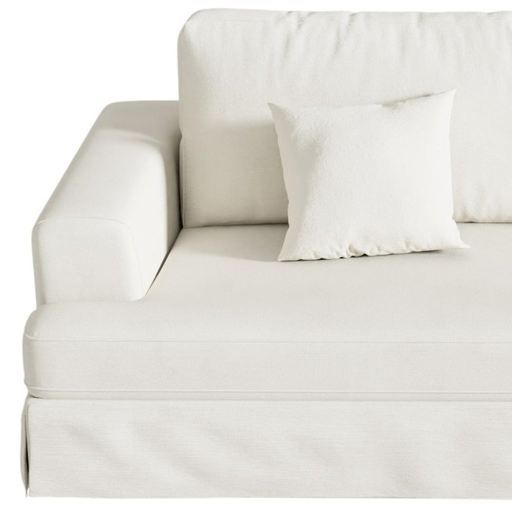 94" White Chenille Modular Stainless Steel Sleeper Sofa With Toss Pillows