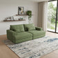 93" Green Corduroy Modular Stainless Steel Sleeper Sofa With Toss Pillows