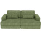 93" Green Corduroy Modular Stainless Steel Sleeper Sofa With Toss Pillows