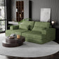 93" Green Corduroy Modular Stainless Steel Sleeper Sofa With Toss Pillows
