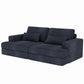 93" Blue Chenille Modular Stainless Steel Sleeper Sofa With Toss Pillows