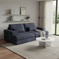 93" Blue Chenille Modular Stainless Steel Sleeper Sofa With Toss Pillows