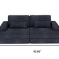 93" Blue Chenille Modular Stainless Steel Sleeper Sofa With Toss Pillows