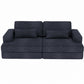 93" Blue Chenille Modular Stainless Steel Sleeper Sofa With Toss Pillows