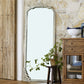 White Wood Arch Freestanding Ornate Framed Accent Mirror