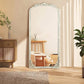 White Wood Arch Freestanding Ornate Framed Accent Mirror