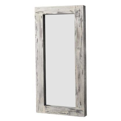 White Wood Freestanding Ornate Framed Accent Mirror
